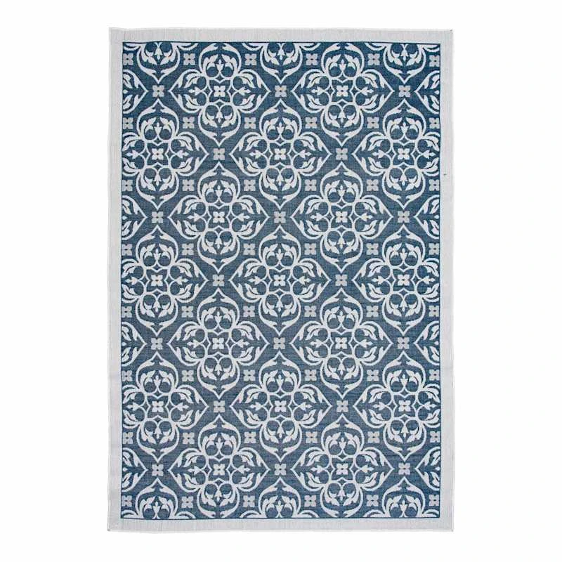 (E308) New Zealand Cobalt Blue Woven Indoor & Outdoor Area Rug, 5x7 1 (E308) New Zealand Cobalt Blue Woven Indoor & Outdoor Area Rug, 5x7