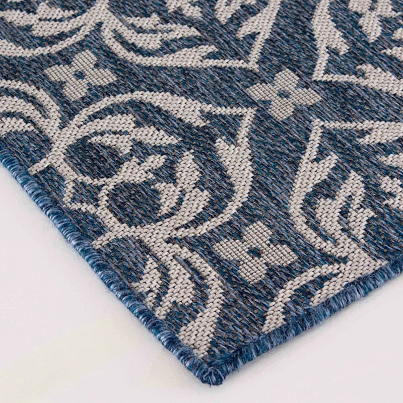 (E308) New Zealand Cobalt Blue Woven Indoor & Outdoor Area Rug, 5x7 2 (E308) New Zealand Cobalt Blue Woven Indoor & Outdoor Area Rug, 5x7 - Image 2