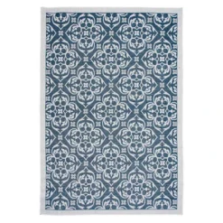 (E308) New Zealand Cobalt Blue Woven Indoor & Outdoor Area Rug, 7x10