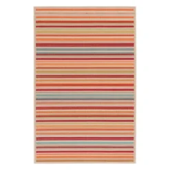 (E309) Scope Multicolor Striped Woven Indoor & Outdoor Area Rug, 5x7