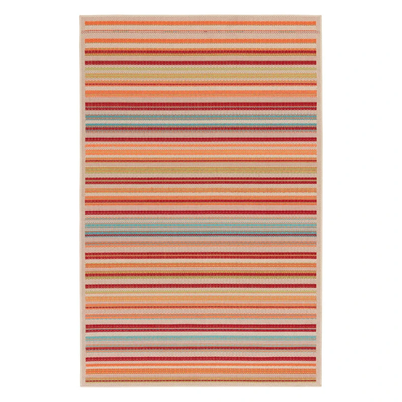(E309) Scope Multicolor Striped Woven Indoor & Outdoor Area Rug, 5x7 1 (E309) Scope Multicolor Striped Woven Indoor & Outdoor Area Rug, 5x7
