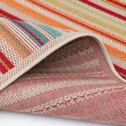 (E309) Scope Multicolor Striped Woven Indoor & Outdoor Area Rug, 5x7 13 (E309) Scope Multicolor Striped Woven Indoor & Outdoor Area Rug, 5x7 -Rugs Sales Store e309 scope multicolor striped woven indoor outdoor area rug 5x7 7