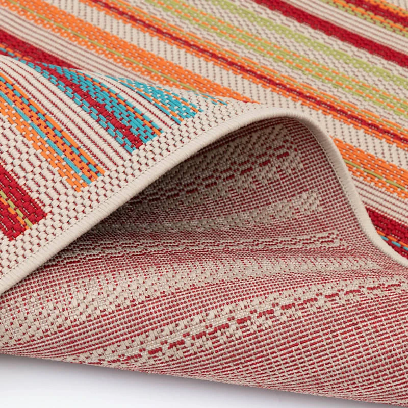 (E309) Scope Multicolor Striped Woven Indoor & Outdoor Area Rug, 5x7 7 (E309) Scope Multicolor Striped Woven Indoor & Outdoor Area Rug, 5x7 - Image 7