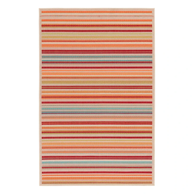 (E309) Scope Multicolor Striped Woven Indoor & Outdoor Area Rug, 8x10