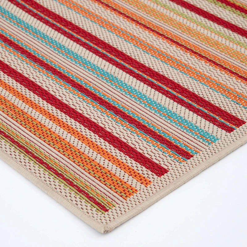 (E309) Scope Multicolor Striped Woven Indoor & Outdoor Area Rug, 8x10 3 (E309) Scope Multicolor Striped Woven Indoor & Outdoor Area Rug, 8x10 - Image 3