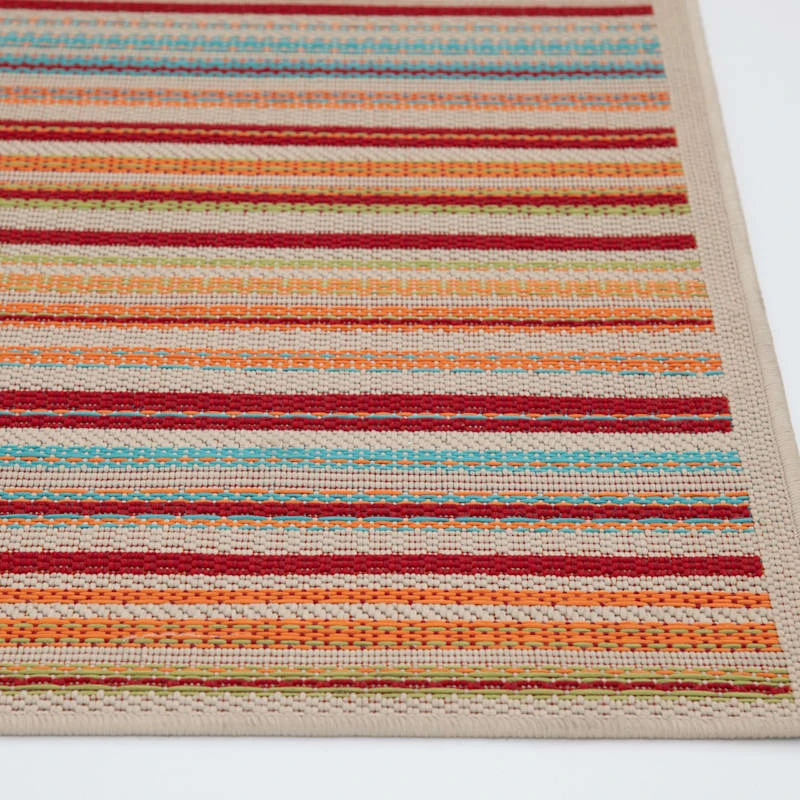 (E309) Scope Multicolor Striped Woven Indoor & Outdoor Area Rug, 8x10 4 (E309) Scope Multicolor Striped Woven Indoor & Outdoor Area Rug, 8x10 - Image 4