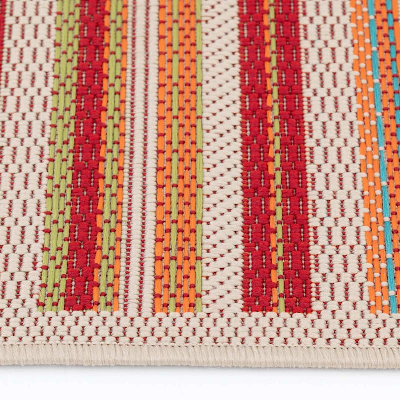 (E309) Scope Multicolor Striped Woven Indoor & Outdoor Area Rug, 8x10 6 (E309) Scope Multicolor Striped Woven Indoor & Outdoor Area Rug, 8x10 - Image 6
