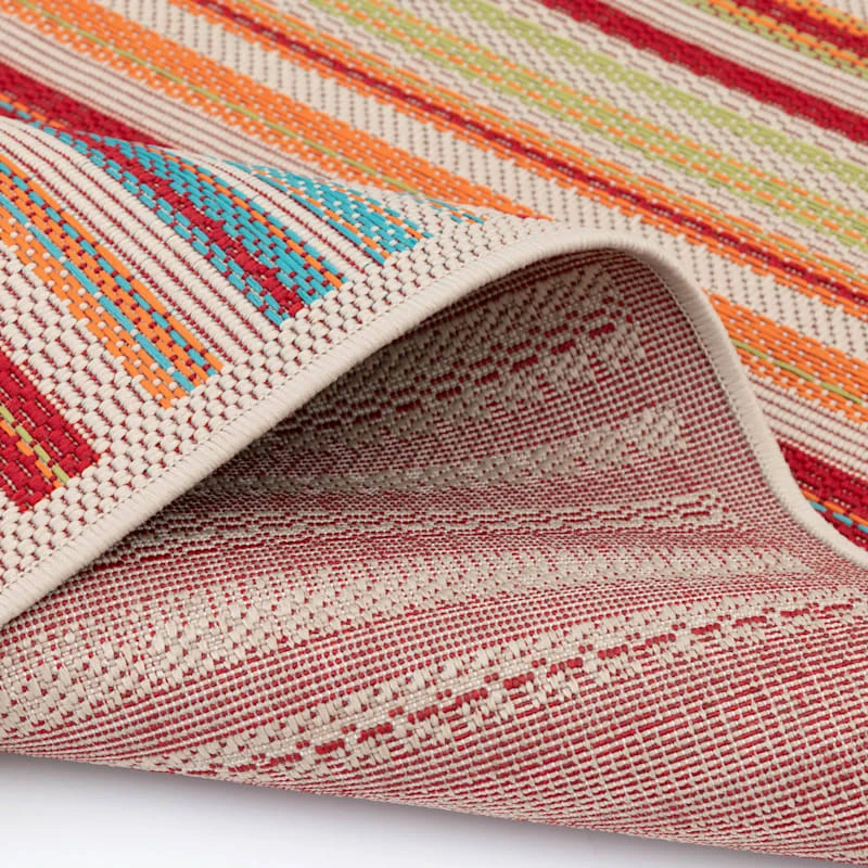 (E309) Scope Multicolor Striped Woven Indoor & Outdoor Area Rug, 8x10 7 (E309) Scope Multicolor Striped Woven Indoor & Outdoor Area Rug, 8x10 - Image 7