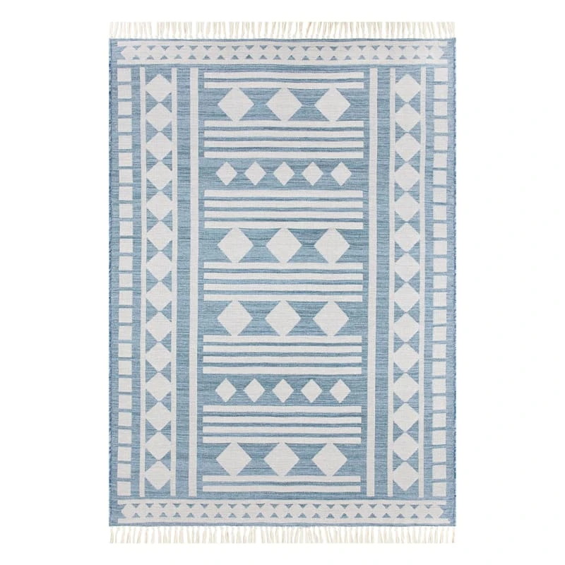 (E320) Porter Light Blue Patterned Indoor & Outdoor Area Rug, 5x7 1 (E320) Porter Light Blue Patterned Indoor & Outdoor Area Rug, 5x7