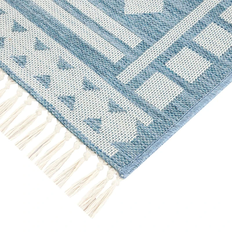 (E320) Porter Light Blue Patterned Indoor & Outdoor Area Rug, 5x7 4 (E320) Porter Light Blue Patterned Indoor & Outdoor Area Rug, 5x7 - Image 4