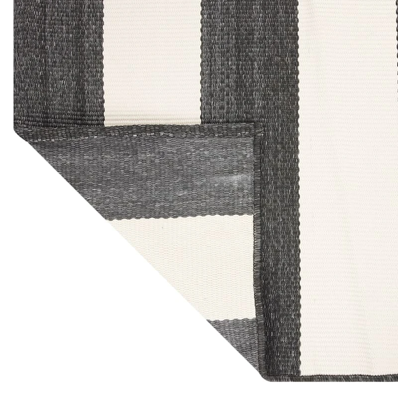 (E323) Asbury Black & White Striped Indoor & Outdoor Area Rug, 5x7 3 (E323) Asbury Black & White Striped Indoor & Outdoor Area Rug, 5x7 - Image 3