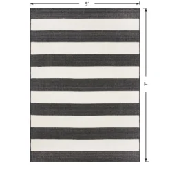 (E323) Asbury Black & White Striped Indoor & Outdoor Area Rug, 5x7 10 (E323) Asbury Black & White Striped Indoor & Outdoor Area Rug, 5x7 -Rugs Sales Store e323 asbury black white striped indoor outdoor area rug 5x7 5
