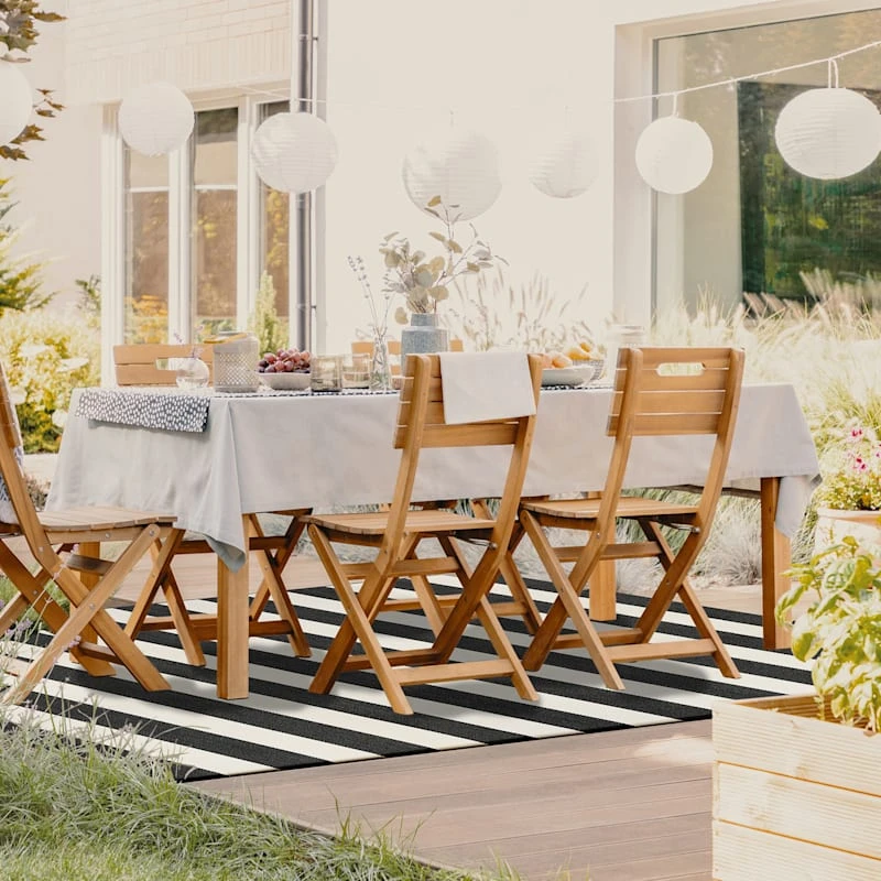 (E323) Asbury Black & White Striped Indoor & Outdoor Area Rug, 5x7 6 (E323) Asbury Black & White Striped Indoor & Outdoor Area Rug, 5x7 - Image 6