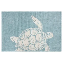 (E327) Oasis Blue Turtle Indoor & Outdoor Area Rug, 5x7