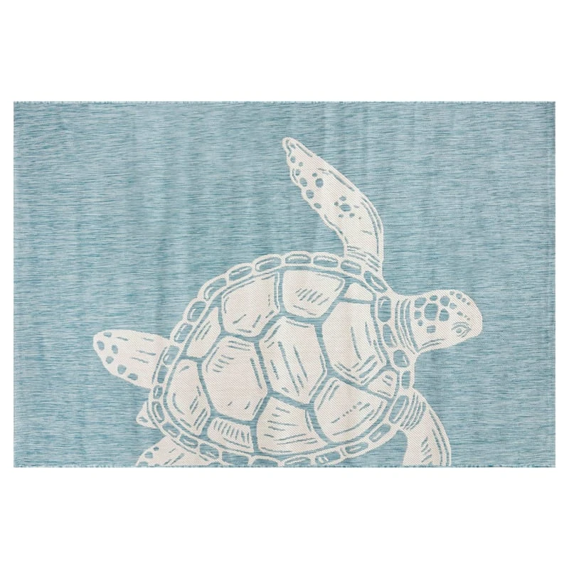 (E327) Oasis Blue Turtle Indoor & Outdoor Area Rug, 8x10 1 (E327) Oasis Blue Turtle Indoor & Outdoor Area Rug, 8x10