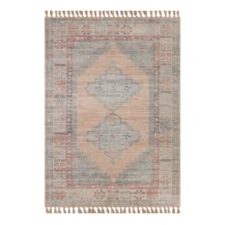 (E336) Honeybloom Anna Vintage Medallion Fringe Outdoor Area Rug, 5x7