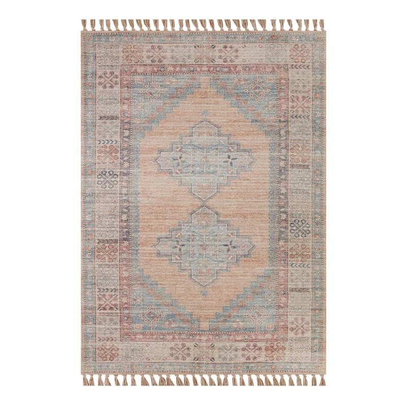 (E336) Honeybloom Anna Vintage Medallion Fringe Outdoor Area Rug, 5x7 1 (E336) Honeybloom Anna Vintage Medallion Fringe Outdoor Area Rug, 5x7