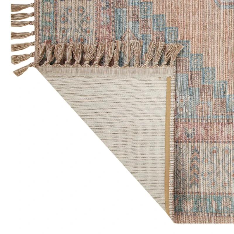 (E336) Honeybloom Anna Vintage Medallion Fringe Outdoor Area Rug, 5x7 3 (E336) Honeybloom Anna Vintage Medallion Fringe Outdoor Area Rug, 5x7 - Image 3