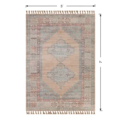 (E336) Honeybloom Anna Vintage Medallion Fringe Outdoor Area Rug, 5x7 10 (E336) Honeybloom Anna Vintage Medallion Fringe Outdoor Area Rug, 5x7 -Rugs Sales Store e336 honeybloom anna vintage medallion fringe outdoor area rug 5x7 5