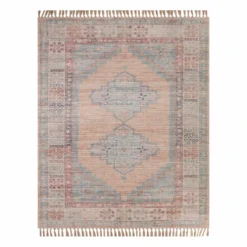 (E336) Honeybloom Anna Vintage Medallion Fringe Outdoor Area Rug, 8x10