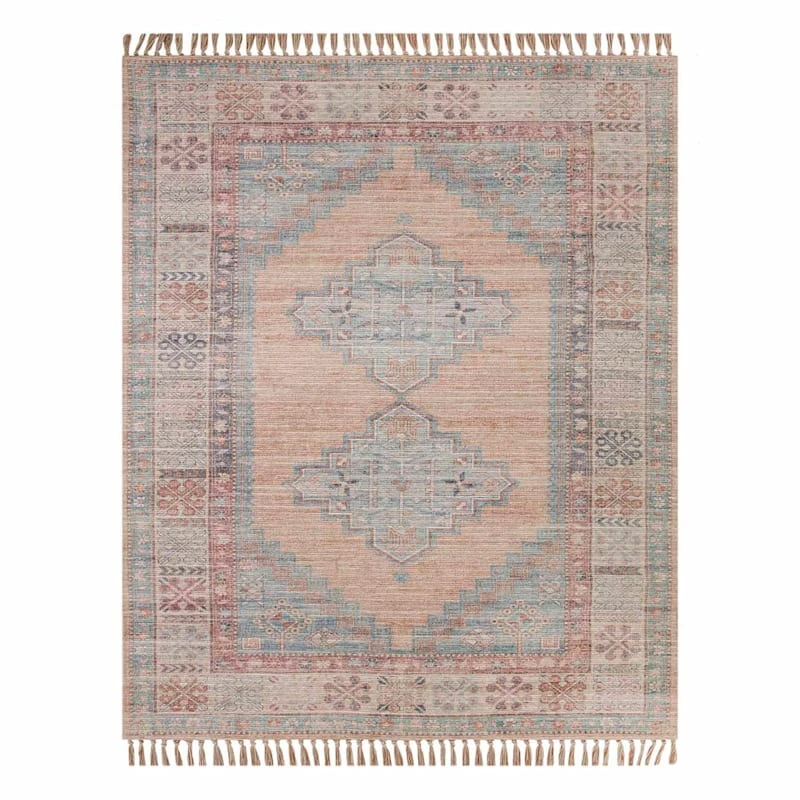 (E336) Honeybloom Anna Vintage Medallion Fringe Outdoor Area Rug, 8x10 1 (E336) Honeybloom Anna Vintage Medallion Fringe Outdoor Area Rug, 8x10