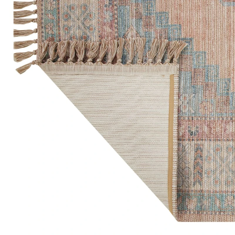 (E336) Honeybloom Anna Vintage Medallion Fringe Outdoor Area Rug, 8x10 3 (E336) Honeybloom Anna Vintage Medallion Fringe Outdoor Area Rug, 8x10 - Image 3