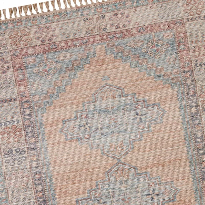 (E336) Honeybloom Anna Vintage Medallion Fringe Outdoor Area Rug, 8x10 4 (E336) Honeybloom Anna Vintage Medallion Fringe Outdoor Area Rug, 8x10 - Image 4