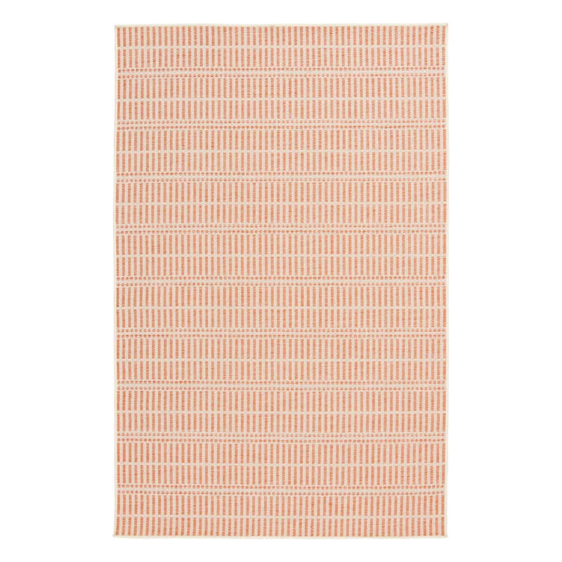 (E440) Clyde Peach Striped Outdoor Area Rug, 5x7 1 (E440) Clyde Peach Striped Outdoor Area Rug, 5x7