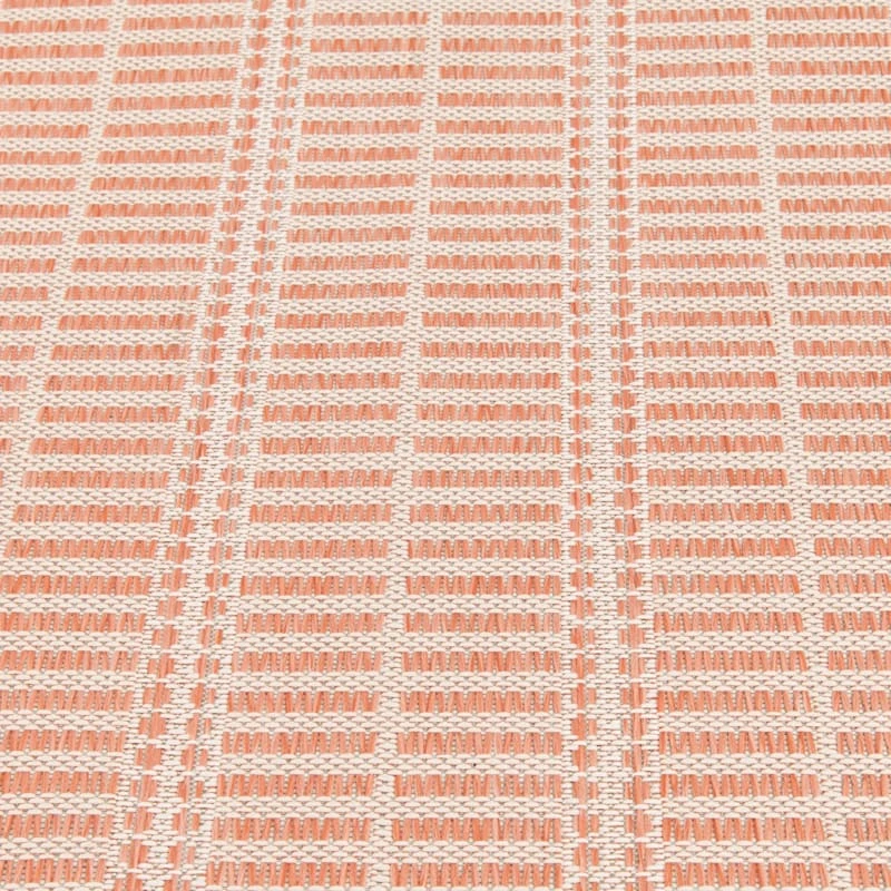 (E440) Clyde Peach Striped Outdoor Area Rug, 5x7 4 (E440) Clyde Peach Striped Outdoor Area Rug, 5x7 - Image 4