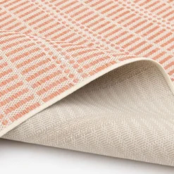 (E440) Clyde Peach Striped Outdoor Area Rug, 5x7 14 (E440) Clyde Peach Striped Outdoor Area Rug, 5x7 -Rugs Sales Store e440 clyde peach striped outdoor area rug 5x7 6