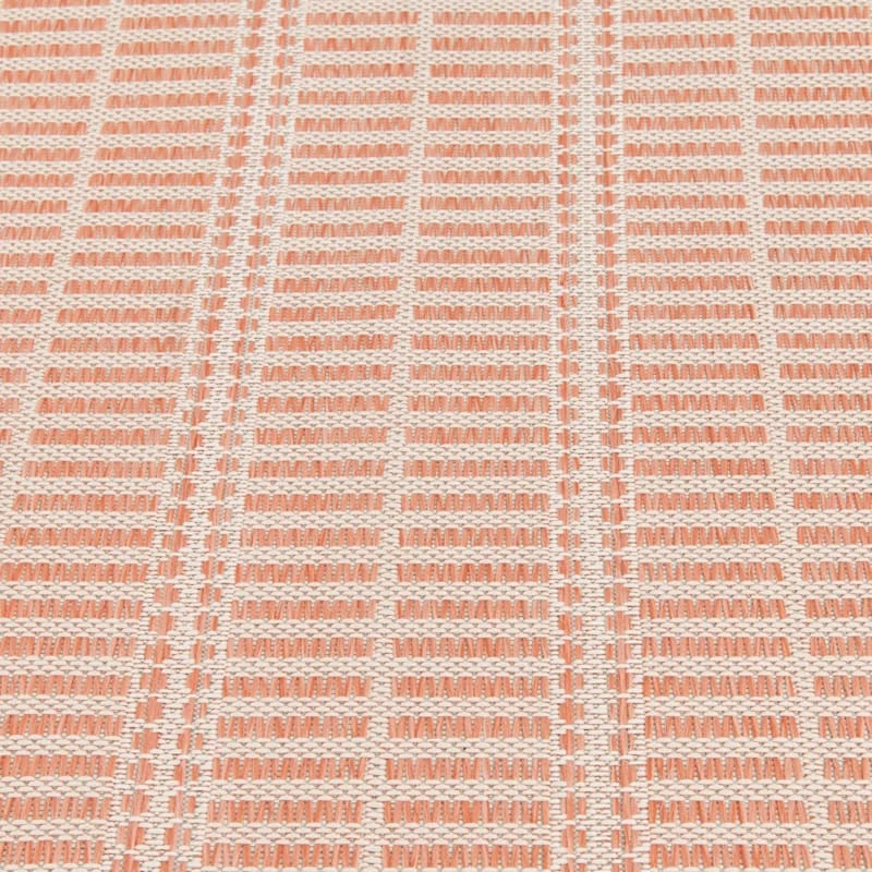 (E440) Clyde Peach Striped Outdoor Area Rug, 8x10 4 (E440) Clyde Peach Striped Outdoor Area Rug, 8x10 - Image 4