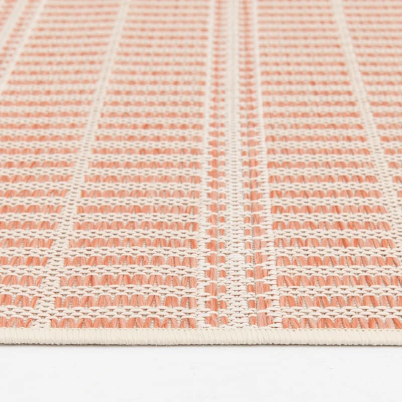 (E440) Clyde Peach Striped Outdoor Area Rug, 8x10 5 (E440) Clyde Peach Striped Outdoor Area Rug, 8x10 - Image 5