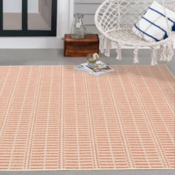 (E440) Clyde Peach Striped Outdoor Area Rug, 8x10 15 (E440) Clyde Peach Striped Outdoor Area Rug, 8x10 -Rugs Sales Store e440 clyde peach striped outdoor area rug 8x10 8