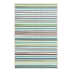 (E441) Scope Aqua Green Striped Area Rug, 5x7