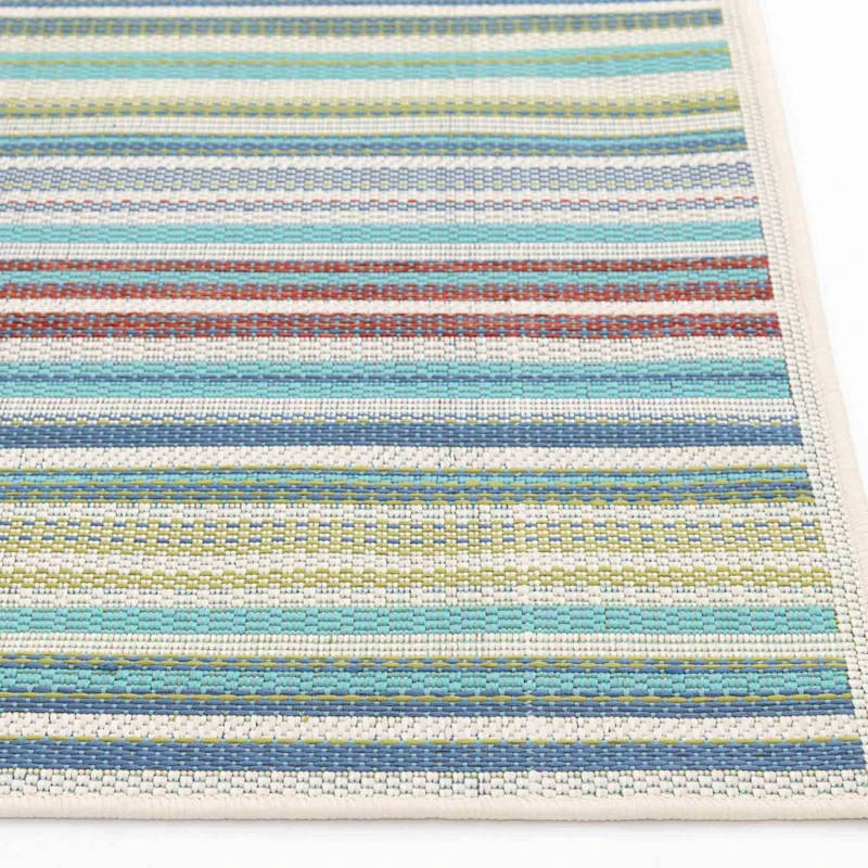 (E441) Scope Aqua Green Striped Area Rug, 5x7 2 (E441) Scope Aqua Green Striped Area Rug, 5x7 - Image 2