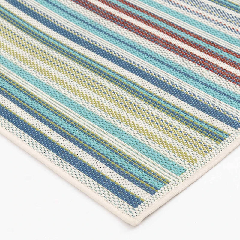 (E441) Scope Aqua Green Striped Area Rug, 5x7 3 (E441) Scope Aqua Green Striped Area Rug, 5x7 - Image 3