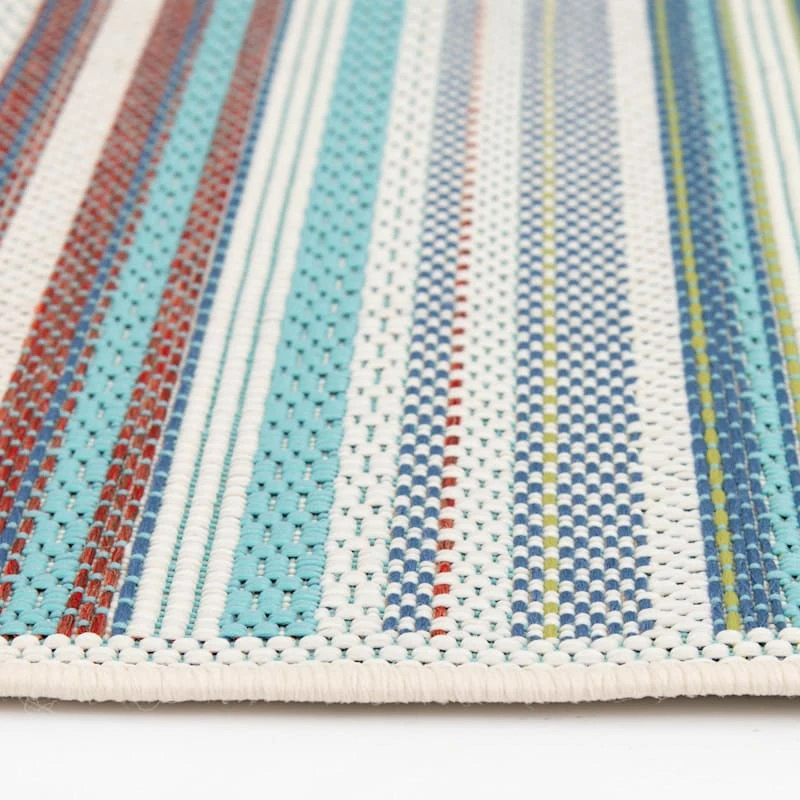 (E441) Scope Aqua Green Striped Area Rug, 5x7 5 (E441) Scope Aqua Green Striped Area Rug, 5x7 - Image 5