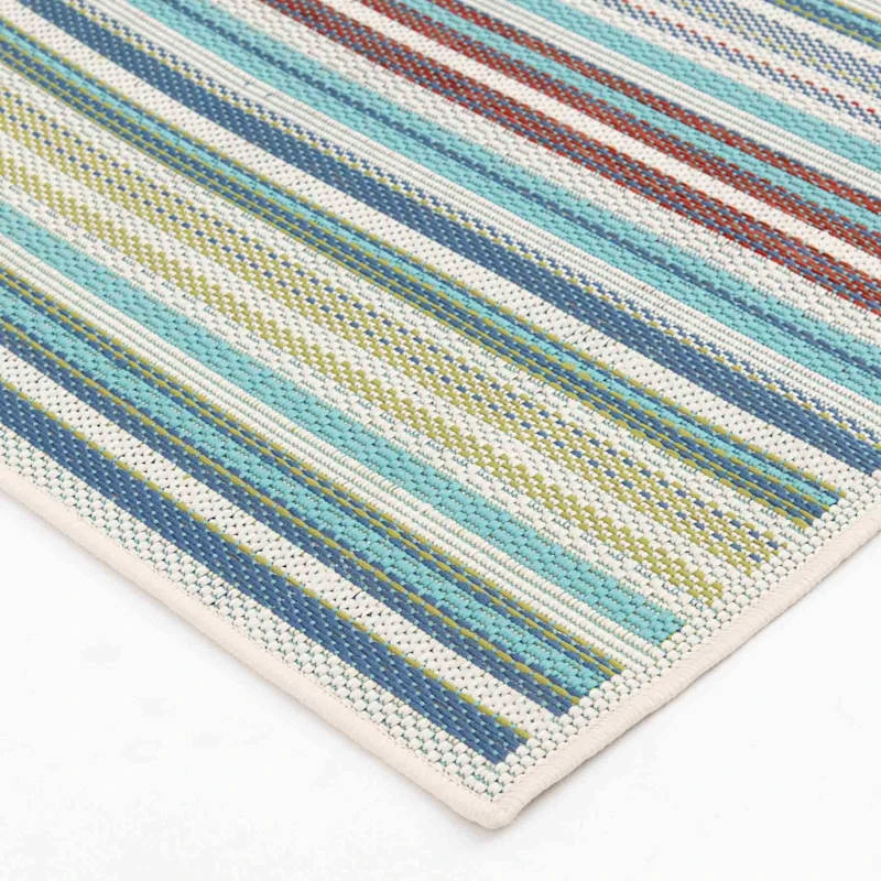 (E441) Scope Aqua Green Striped Area Rug, 8x10 3 (E441) Scope Aqua Green Striped Area Rug, 8x10 - Image 3