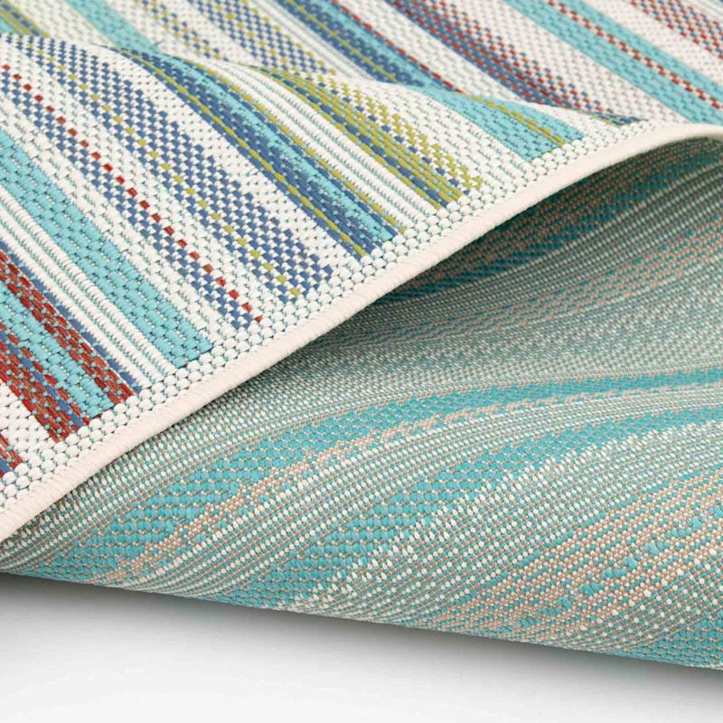 (E441) Scope Aqua Green Striped Area Rug, 8x10 6 (E441) Scope Aqua Green Striped Area Rug, 8x10 - Image 6