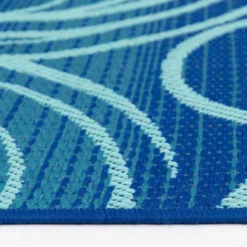 (E442) Scope Blue Wave Outdoor Area Rug, 5x7 11 (E442) Scope Blue Wave Outdoor Area Rug, 5x7 -Rugs Sales Store e442 scope blue wave outdoor area rug 5x7 5