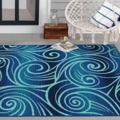 (E442) Scope Blue Wave Outdoor Area Rug, 5x7 13 (E442) Scope Blue Wave Outdoor Area Rug, 5x7 -Rugs Sales Store e442 scope blue wave outdoor area rug 5x7 7
