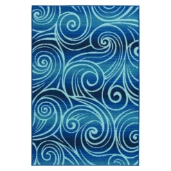 (E442) Scope Blue Wave Outdoor Area Rug, 8x10