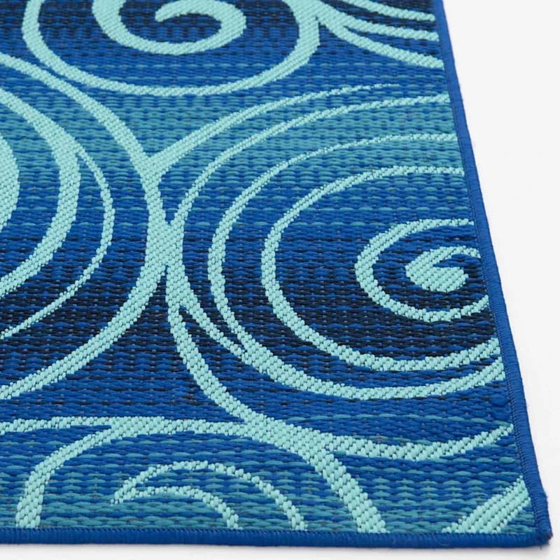 (E442) Scope Blue Wave Outdoor Area Rug, 8x10 2 (E442) Scope Blue Wave Outdoor Area Rug, 8x10 - Image 2