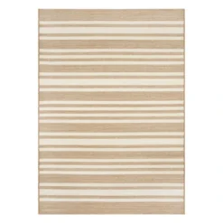 (E456) Honeybloom Lester Natural Striped Area Rug, 5x7