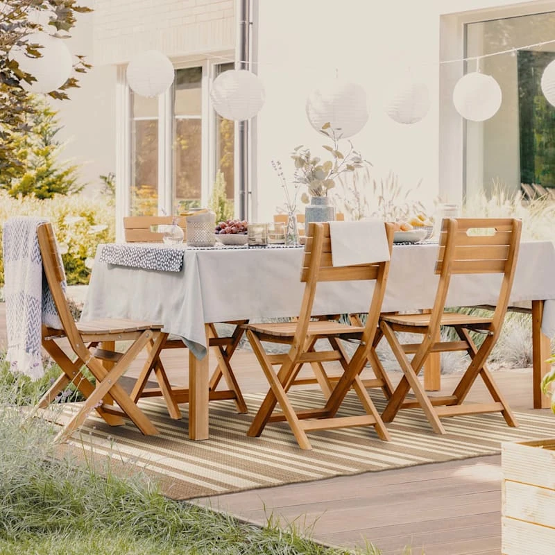 (E456) Honeybloom Lester Natural Striped Area Rug, 5x7 3 (E456) Honeybloom Lester Natural Striped Area Rug, 5x7 - Image 3