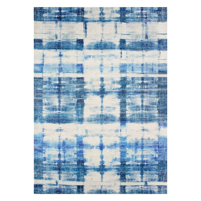 (E459) Ty Pennington Hale Indigo Flatweave Area Rug, 5x7 1 (E459) Ty Pennington Hale Indigo Flatweave Area Rug, 5x7