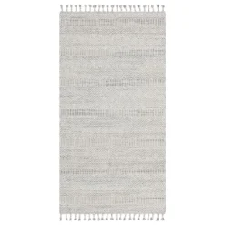 (E464) Found & Fable Soho Grey Tasseled Area Rug, 5x7