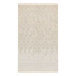 (E465) Found & Fable Soho Beige Tasseled Area Rug, 8x10