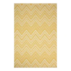 (E470) Ember Yellow Chevron Area Rug, 5x8