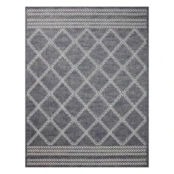 (E471) Journi Grey Diamond Design Area Rug, 8x10